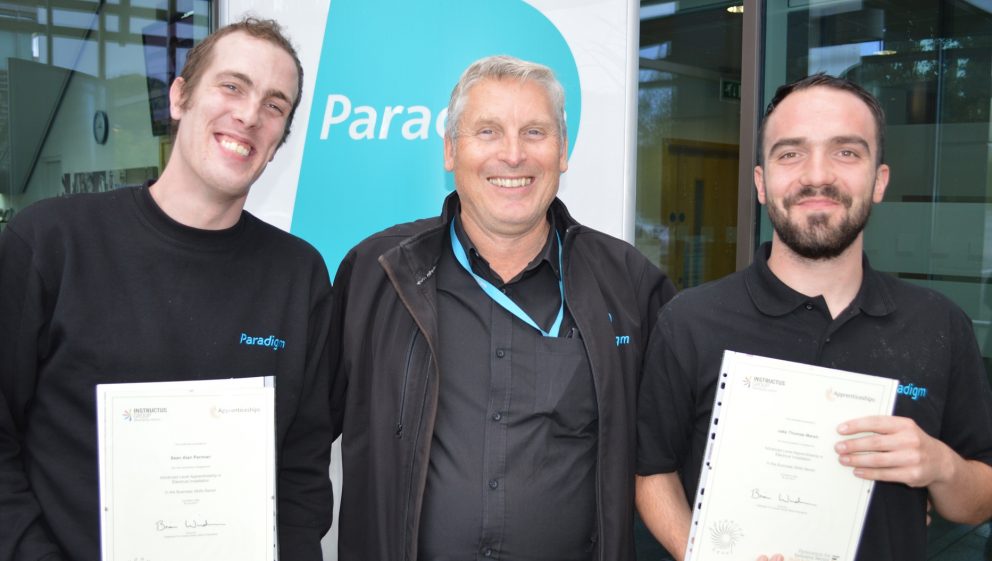 Apprentices with certificates outside Glory Park