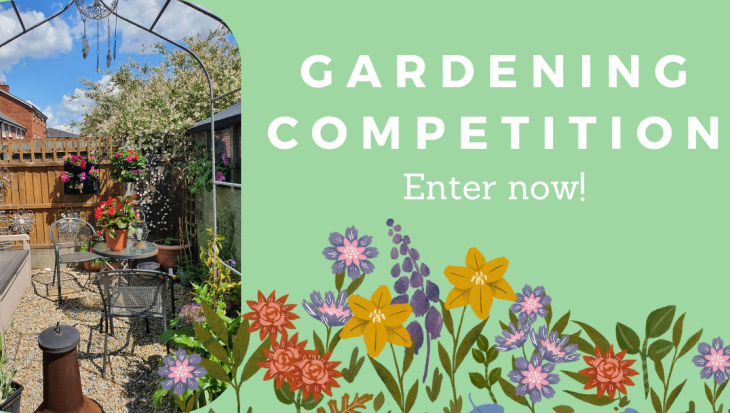 photo of garden with the words gardening competition